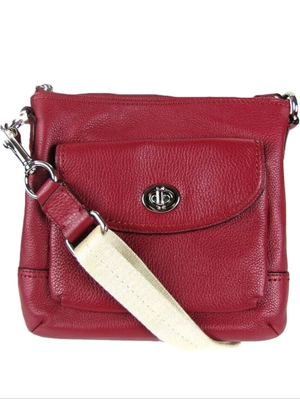 Coach Park Leather Swingback Crossbody Bag In Black Cherry.